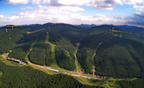 材料图片：航拍植被精良的河北崇礼长城岭（8月24日摄）。新华社记者 杨世尧 摄